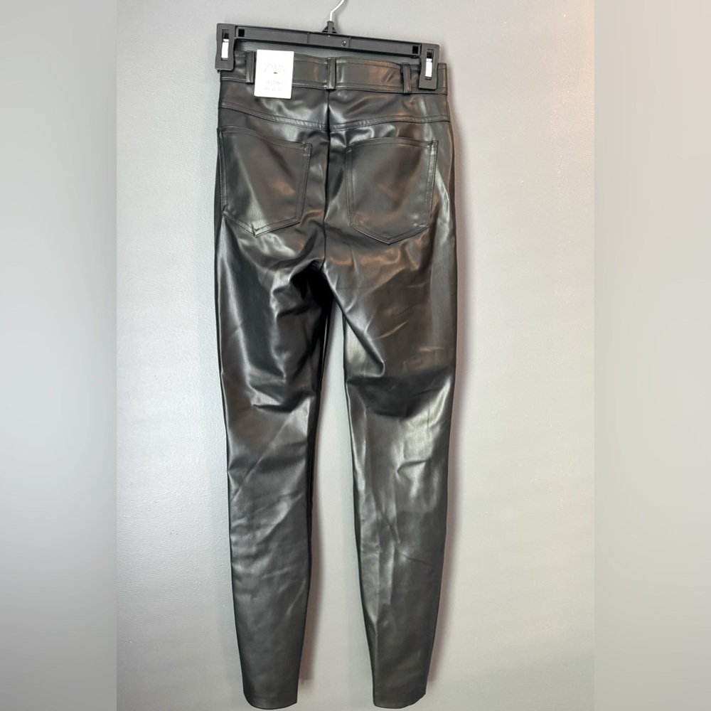 Zara Black Faux Leather Leggings Pants. New with tags. Size Extra Small. XS.